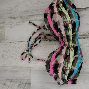 OP camo neon bandeau style bikini top with ties Size Small (3-5)